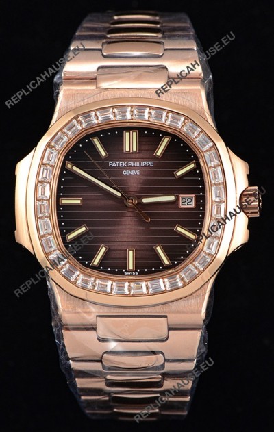 Patek Philippe Nautilus 5711/1R 1:1 Mirror Watch Baguette Diamonds Bezel