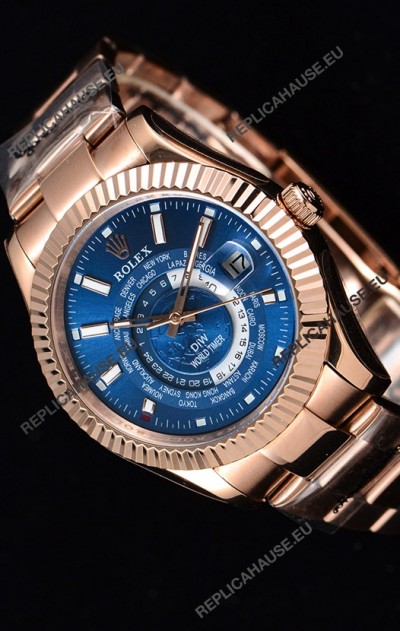 Rolex SkyDweller Swiss Watch in 18K Rose Gold Case - DIW Edition Deep Blue Dial 