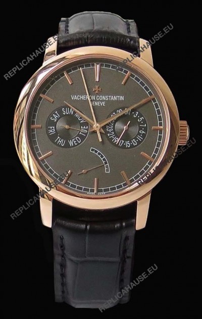 Vacheron Constantin Traditionnelle Day Date Pink Gold Swiss Replica Watch 