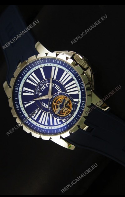 Roger Dubuis Excalibur Tourbillon Watch Japanese Movement - Blue Dial