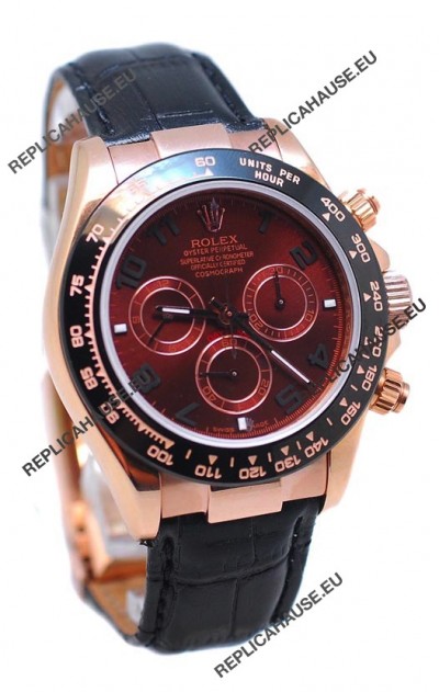 Rolex Daytona Chronograph MonoBloc Cerachrom Bezel Swiss Replica Rose Gold Plated Watch