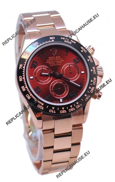 Rolex Daytona Chronograph MonoBloc Cerachrom Bezel Swiss Replica Rose Gold Plated Watch