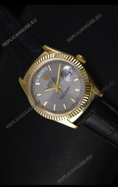 Rolex Day Date 36MM Yellow Gold Swiss Replica Watch - Grey Dial