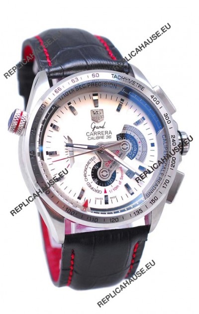 Tag Heuer Grand Carrera Calibre 36 Japanese Automatic Watch in White Dial