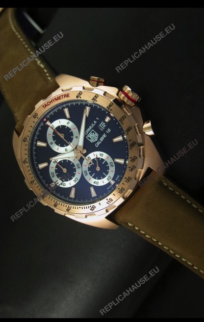Tag Heuer Calibre 16 Rose Gold Watch in Black Dial Watch