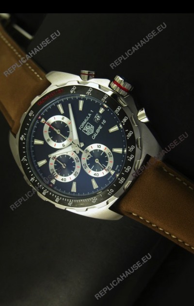 Tag Heuer Calibre 16 Stainless Steel Watch in Black Dial