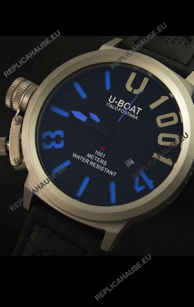 U Boat U-1001 Edition Japanese Drive Automatic Steel Watch in Blue Markers