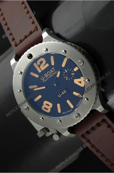 U Boat U-42 Diver Titanium Swiss Watch in Orange Markers