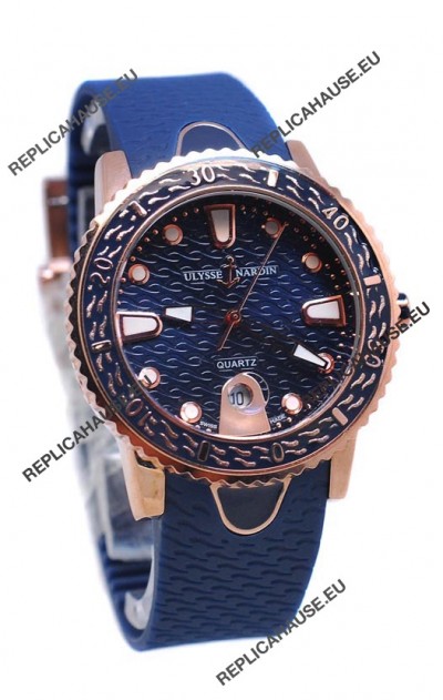 Ulysse Nardin Lady Diver Replica Watch in Gold Casing