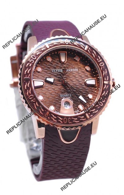 Ulysse Nardin Lady Diver Replica Watch in Gold Casing
