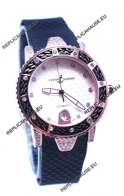 Ulysse Nardin Diver Pink Gold Watch in White Dial