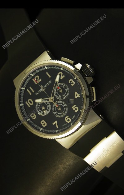 Ulysse Nardin Marine Chronograph Stainless Steel Black Arabic Dial - 1:1 Mirror Replica