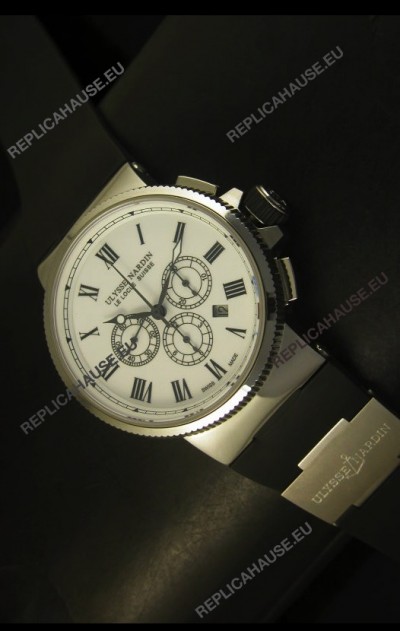 Ulysse Nardin Marine Chronograph Stainless Steel White Roman Dial - 1:1 Mirror Replica