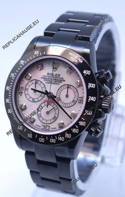 Rolex Daytona Cosmograph Project X Design Black Out Edition Series II Swiss Watch in Pink Pearl Dial 