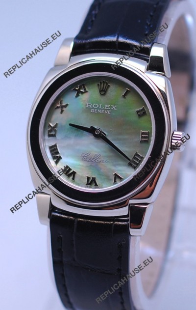 Rolex Cellini Cestello Ladies Swiss Watch in Green Pearl Face