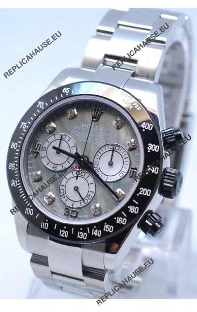 Rolex Daytona MonoBloc Cerachrom Bezel Swiss Replica Rose Gold Plated Watch in White Mother Pearl Dial